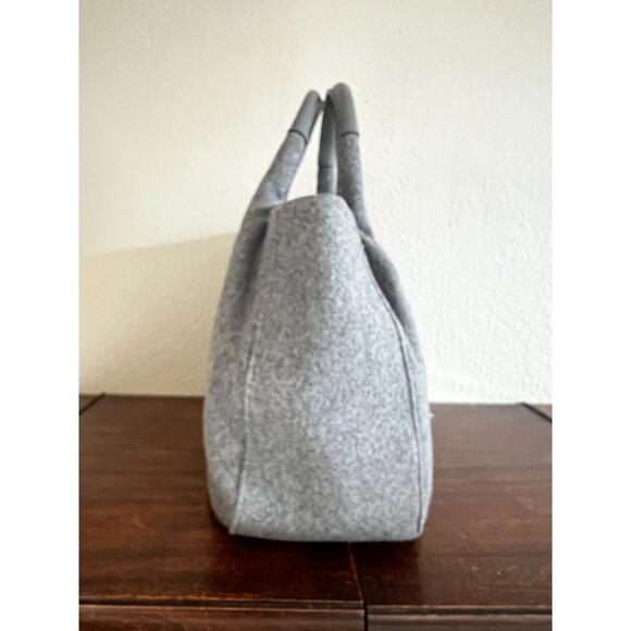 Kate Spade New York Gray Felt Tote Bag With Colorful Buttons & Leather Handles - Picture 12 of 14